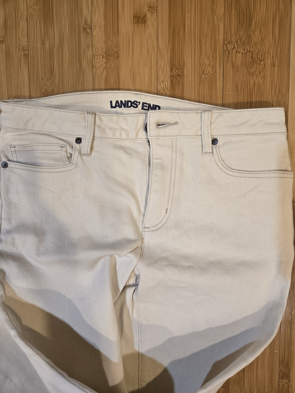 Lands' End Mid Rise Straight Leg Jean In Natural Size 10 Womens